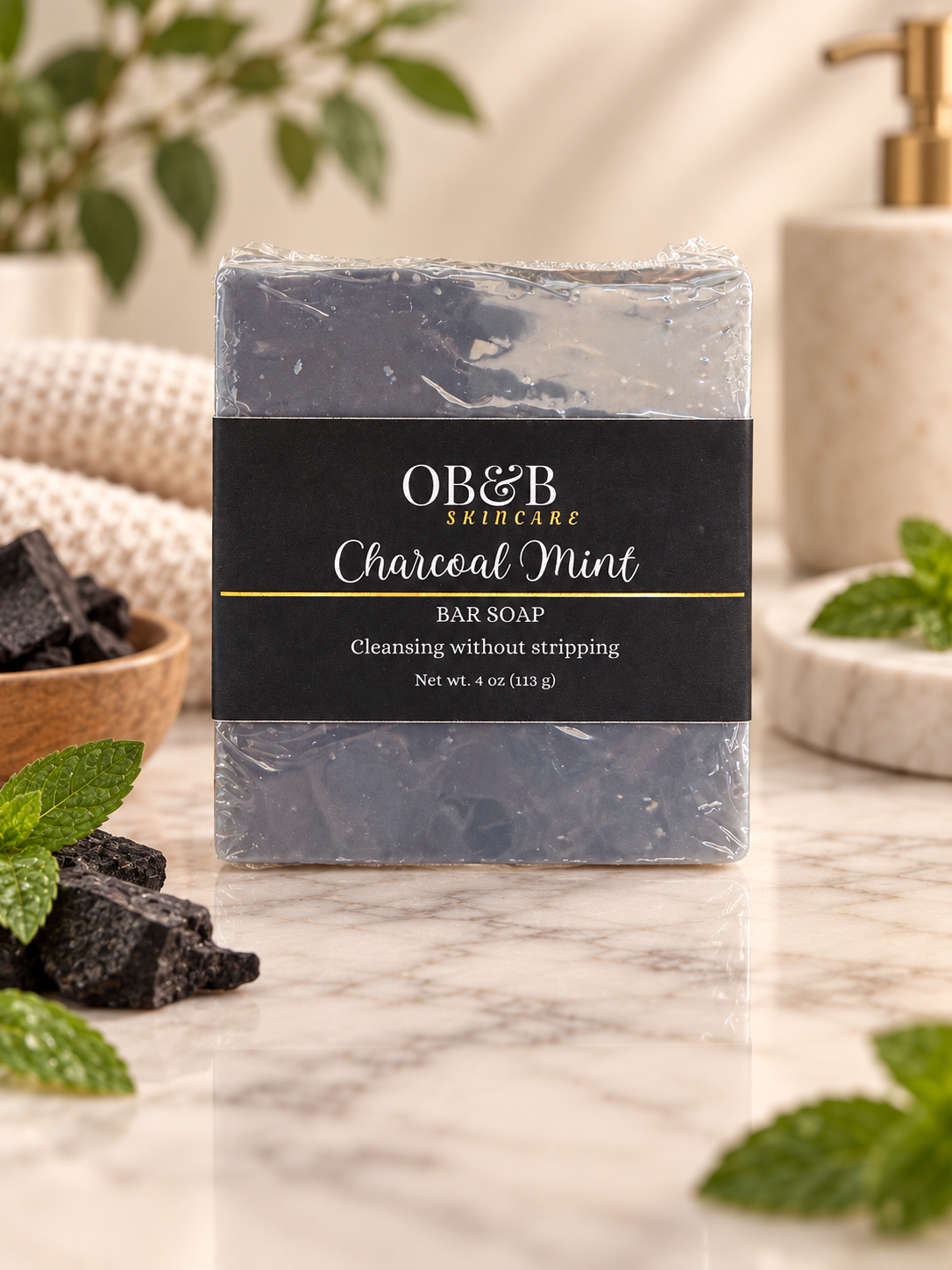 Charcoal Mint Bar Soap - OB&B Skincare