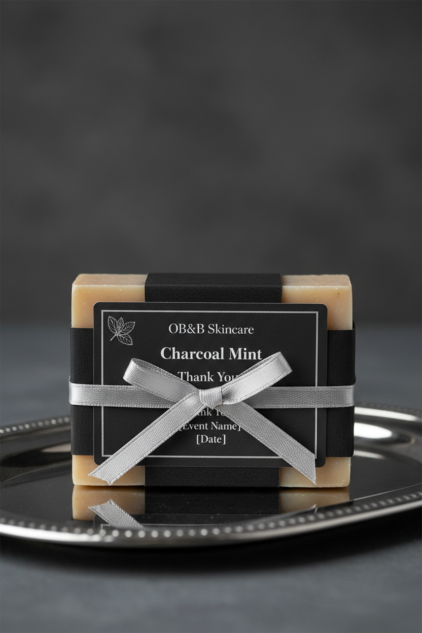 Charcoal Mint Party Favor Label