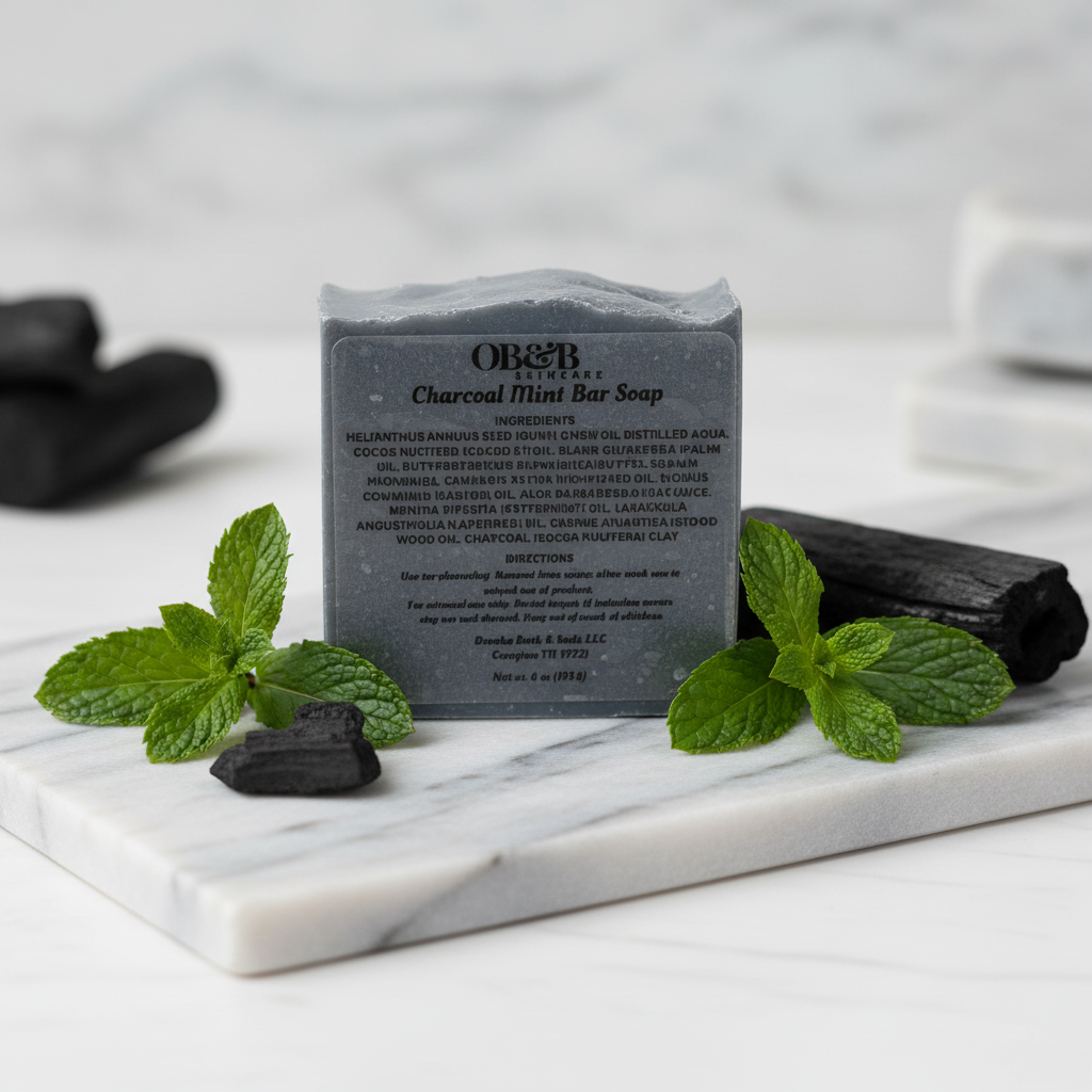 Charcoal Mint Soap with label 1