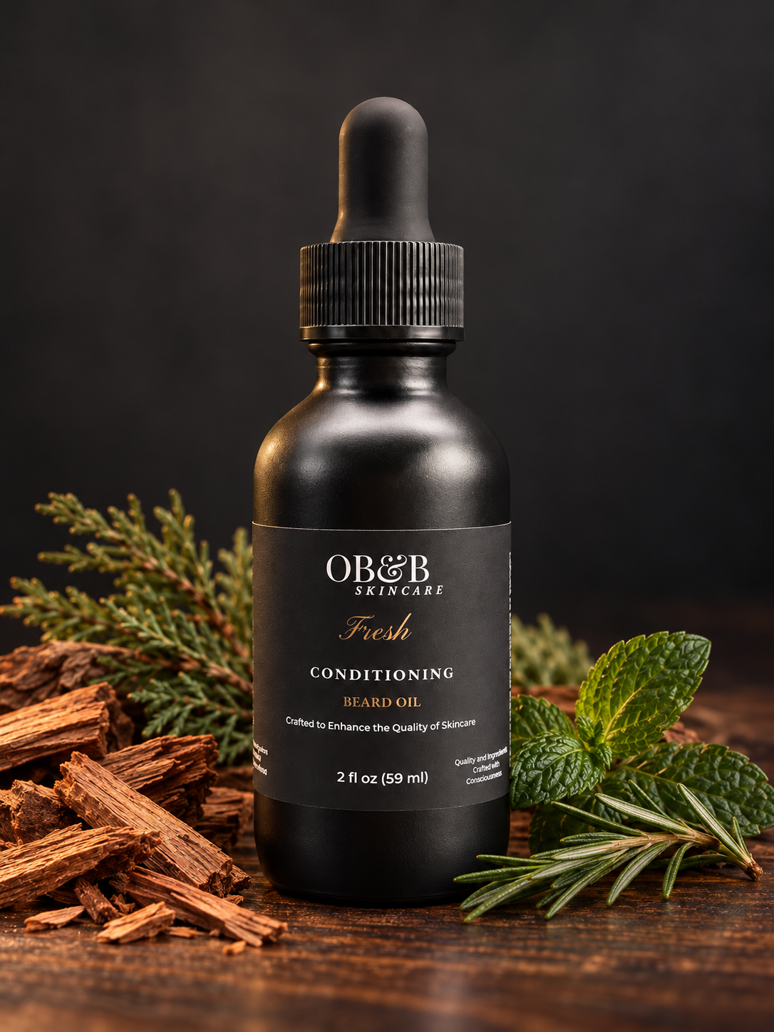 Fresh beard oil with cedarwood, rosemary, and peppermint