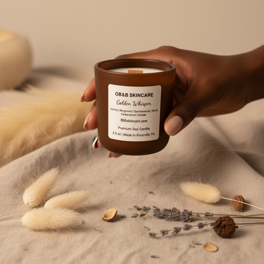 Golden Whisper Mini Candle held by hand