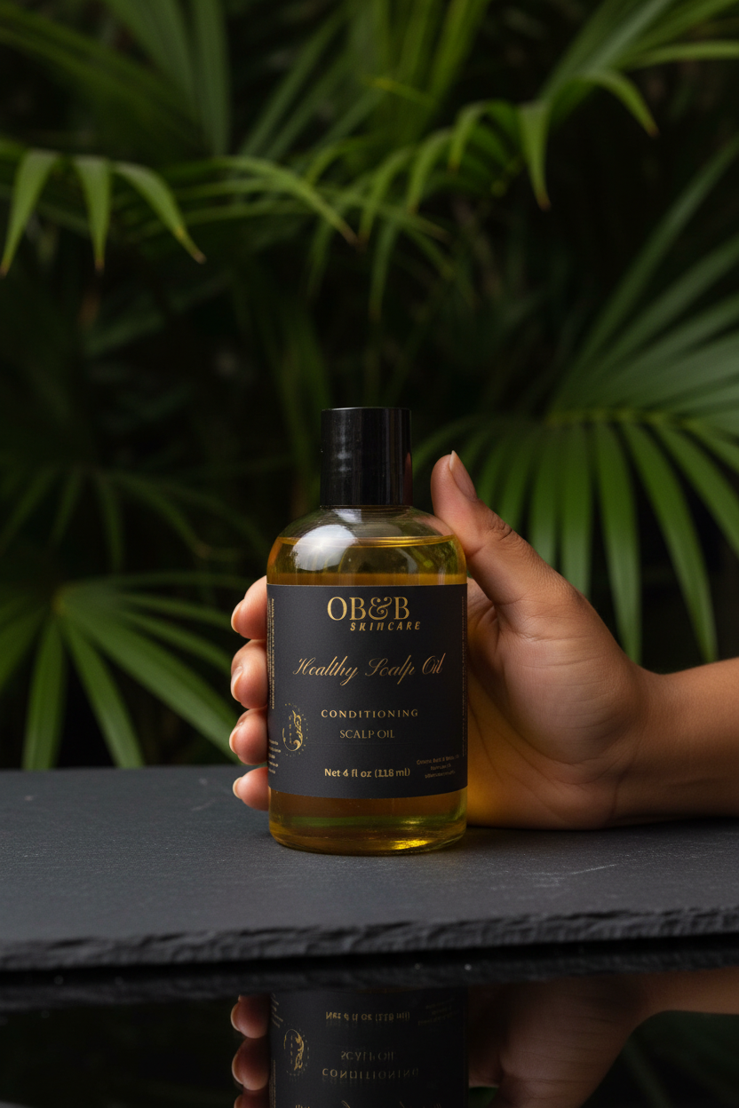 Healthy Scalp Oil Flat Lay