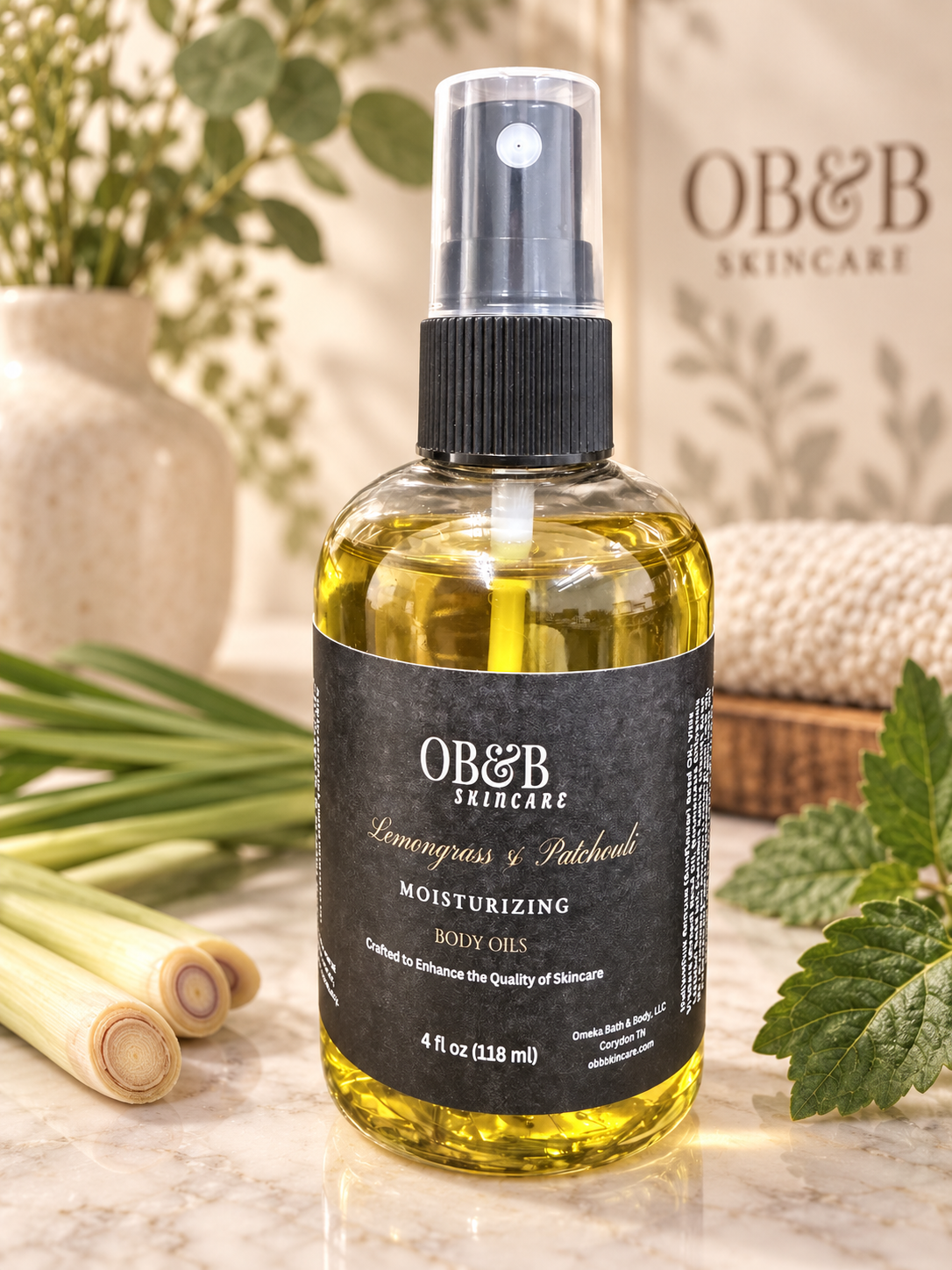 Lemongrass & Patchouli Body Oil - OB&B Skincare