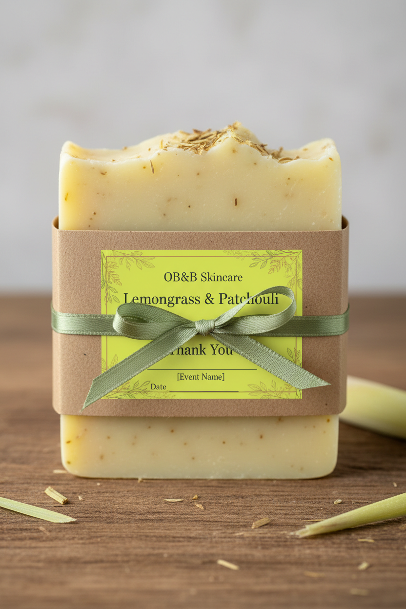 Lemongrass & Patchouli Party Favor Label with Ribbon