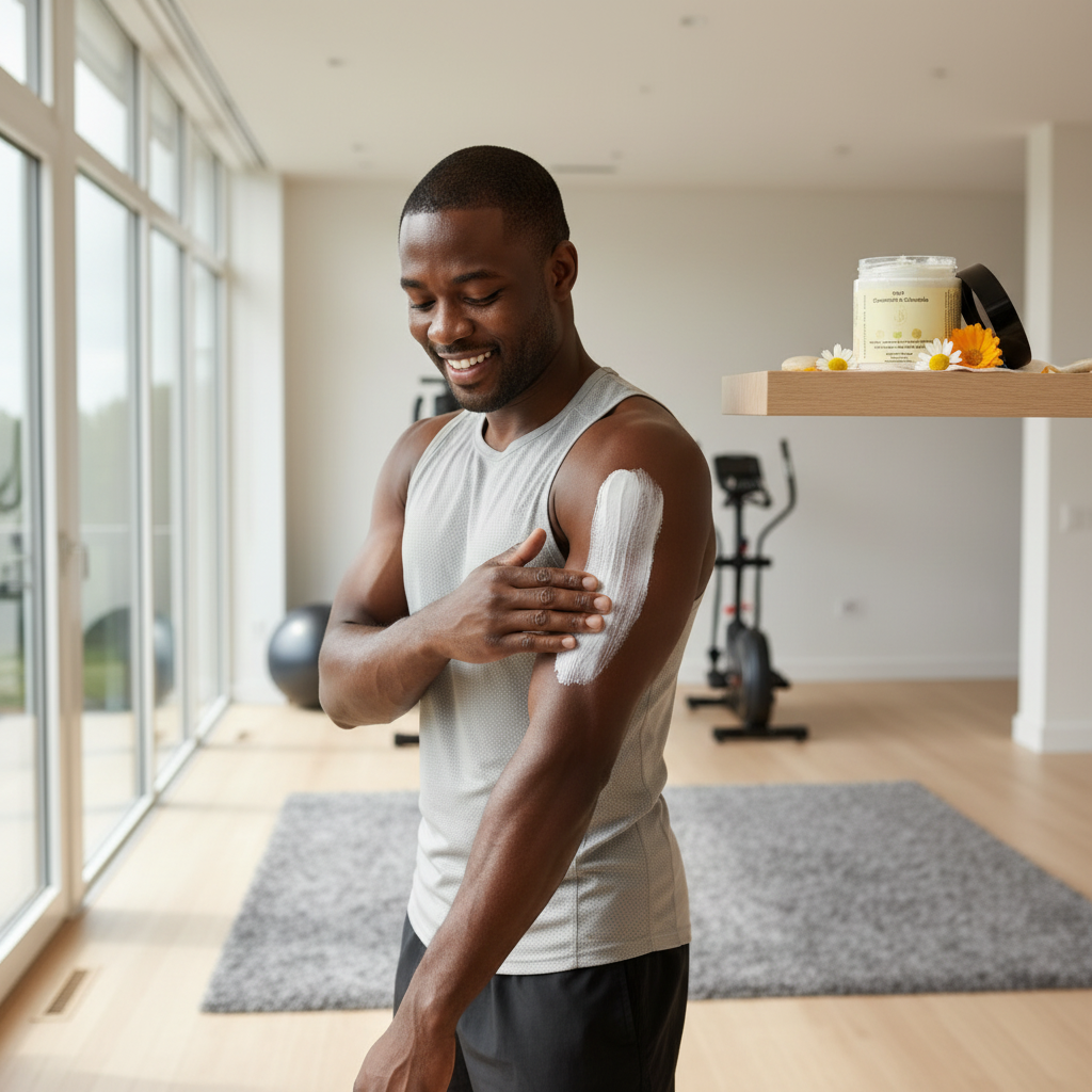 Man using Chamomile Calendula Body Butter after workout
