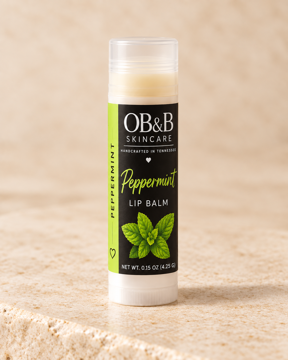 OB&B Skincare Peppermint Lip Balm, 0.15 oz