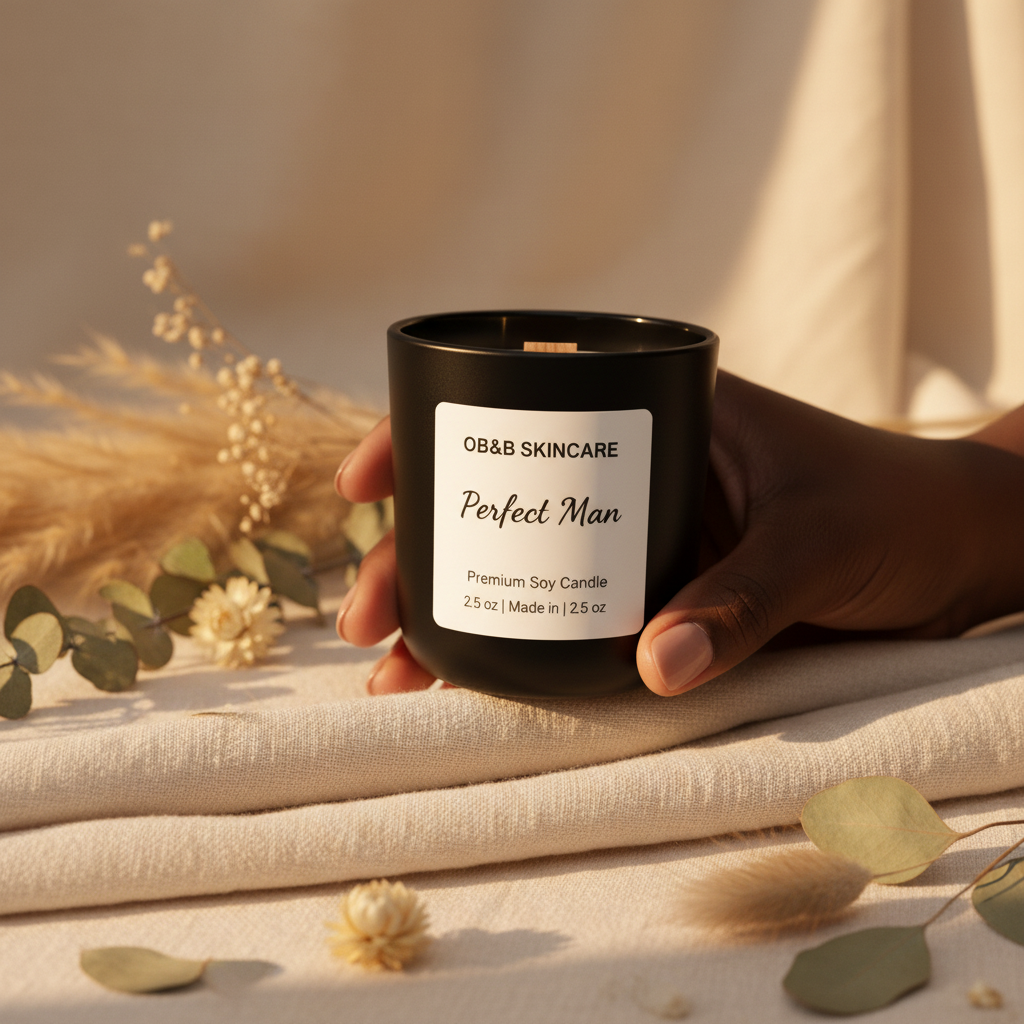 Perfect Man Mini Candle held by hand
