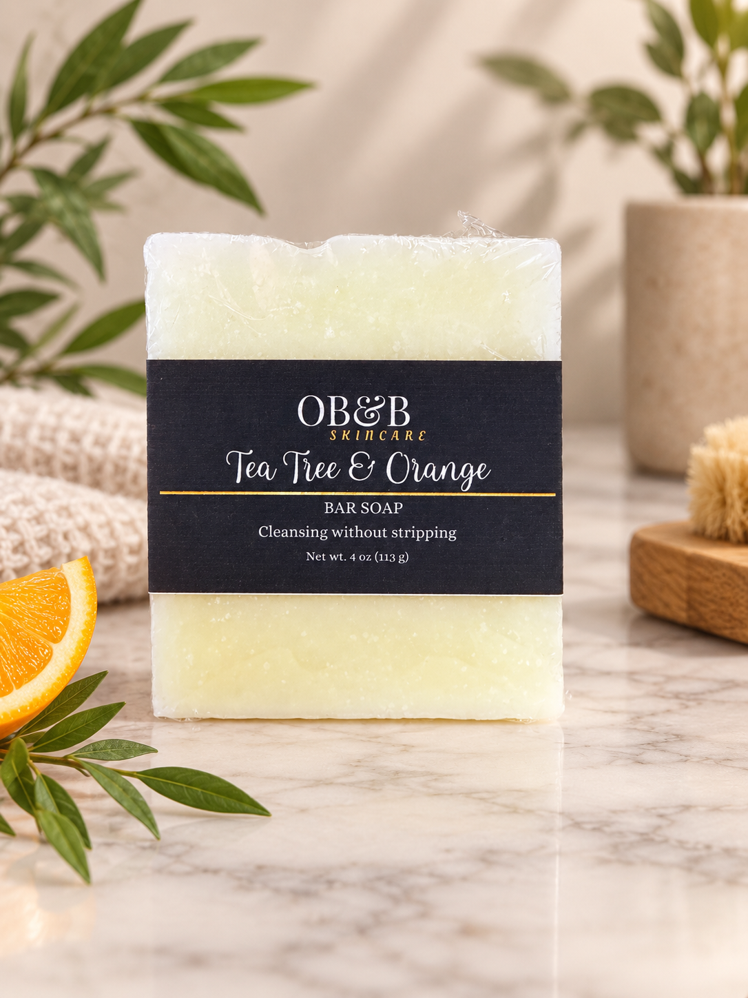 Tea Tree & Orange Bar Soap - OB&B Skincare