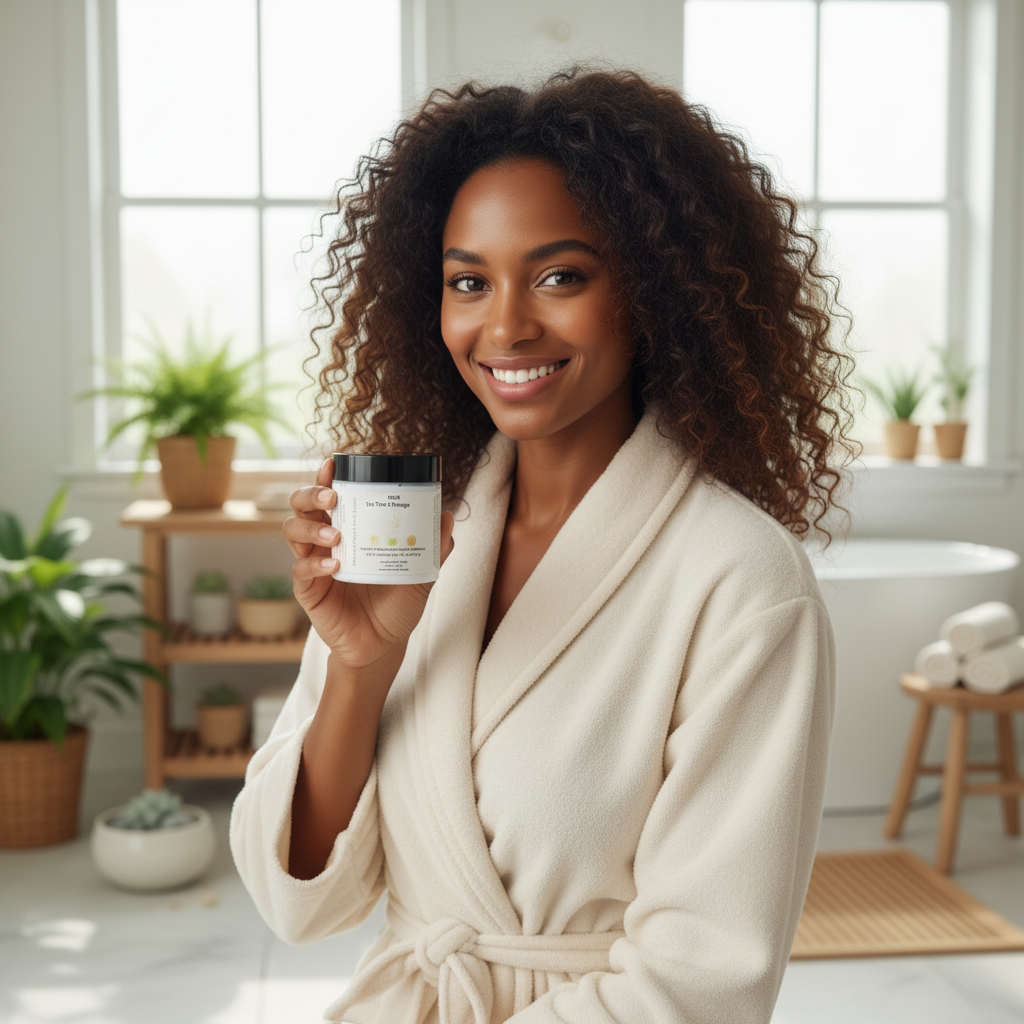 Woman holding Tea Tree Orange Body Butter
